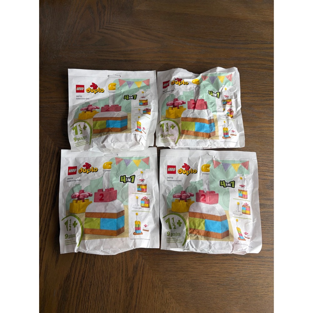 Lot of 4 LEGO Duplo 30712 Celebration Cake 4-in-1 Polybag Sets New Sealed